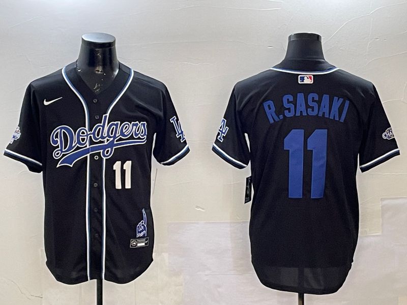 Men Los Angeles Dodgers #11 R.Sasaki Black Fashion Game 2025 Nike MLB Jersey style 10